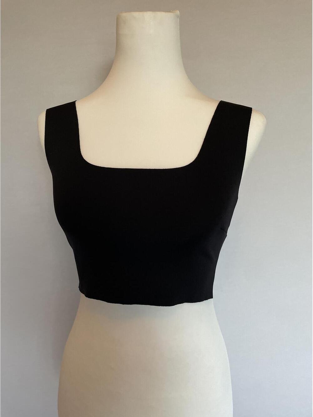 Commando Black Neoprene Square Neck Crop Tank Small